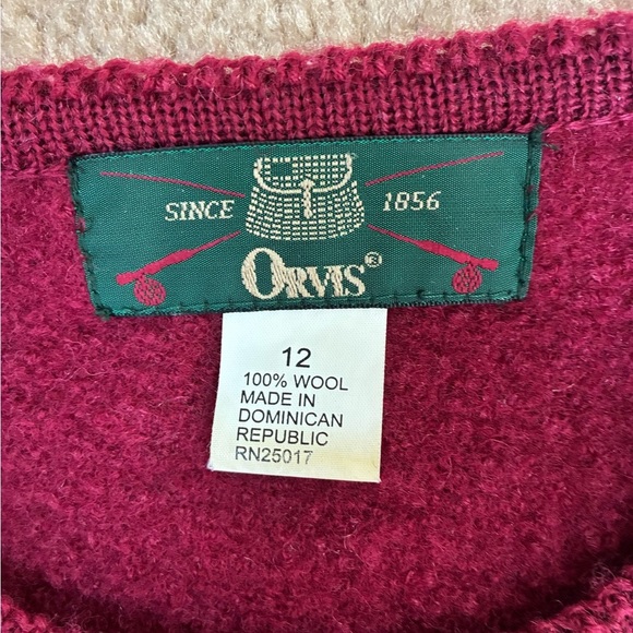 Vintage Orvis Womens Burgundy Cardigan/Jacket Button Up 100% Wool Size 10 - Picture 8 of 15